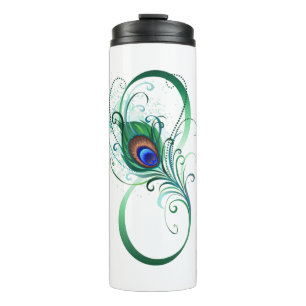 Infinity Symbol with Peacock Feather Thermal Tumbler