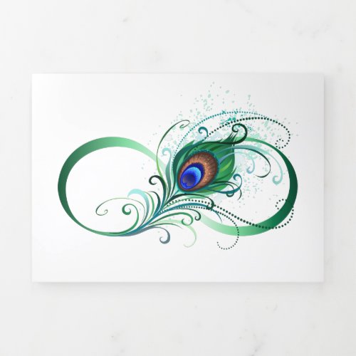 Infinity Symbol with Peacock Feather Tri_Fold Announcement