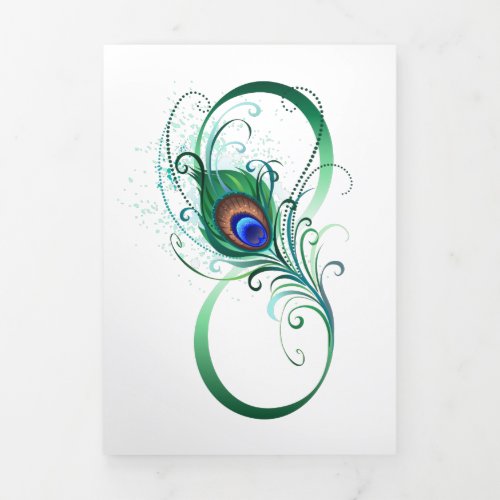 Infinity Symbol with Peacock Feather Tri_Fold Card