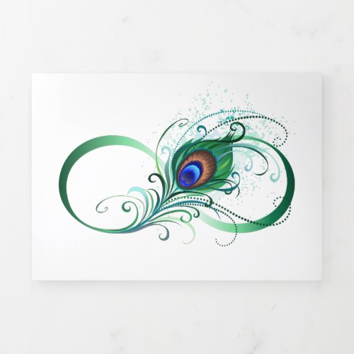 Infinity Symbol with Peacock Feather Tri_Fold Invitation