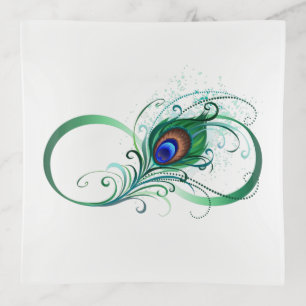 Infinity Symbol with Peacock Feather Trinket Tray