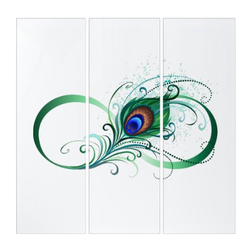 Infinity Symbol with Peacock Feather Triptych