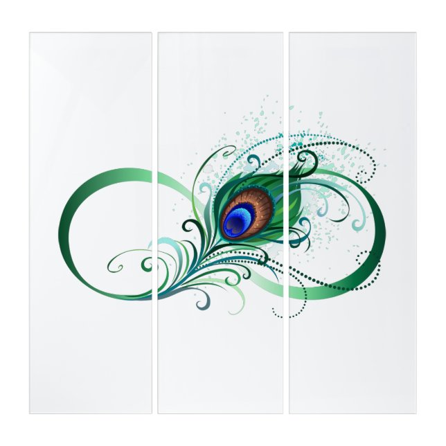 Infinity Symbol with Peacock Feather Triptych (Front)