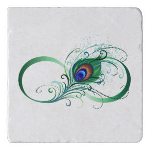 Infinity Symbol with Peacock Feather Trivet