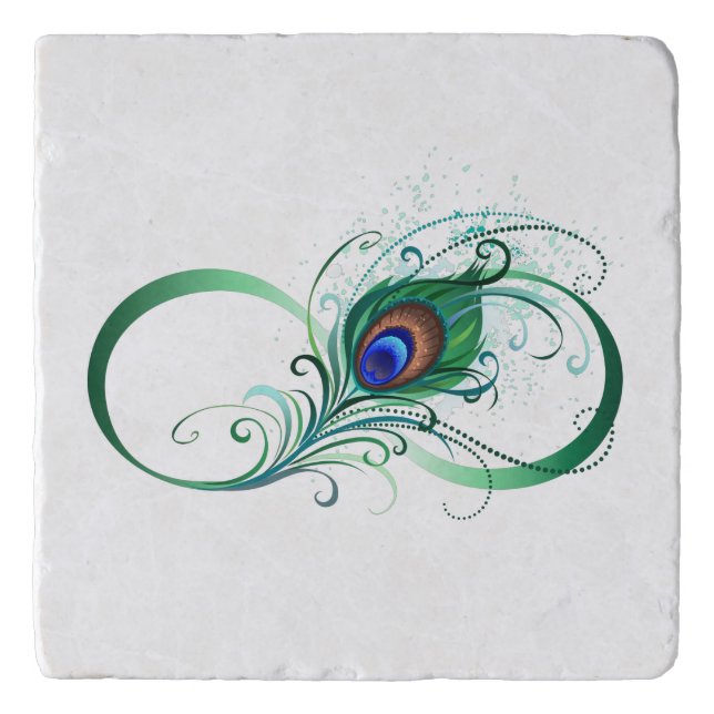 Infinity Symbol with Peacock Feather Trivet (Front)
