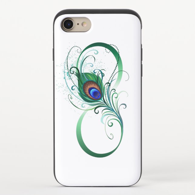 Infinity Symbol with Peacock Feather Uncommon iPhone Case (Back)
