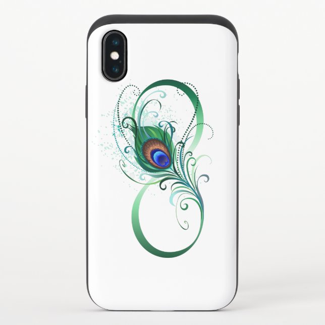 Infinity Symbol with Peacock Feather Uncommon iPhone Case (Back)