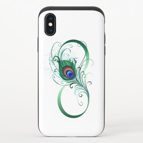 Infinity Symbol with Peacock Feather iPhone XS Slider Case