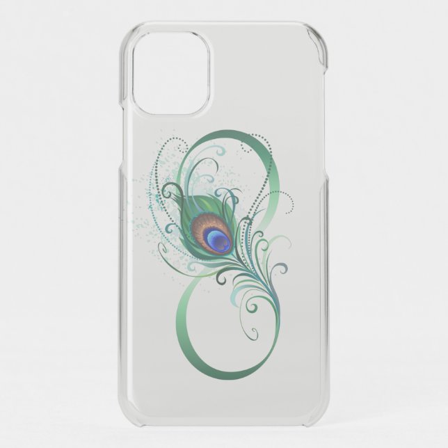 Infinity Symbol with Peacock Feather Uncommon iPhone Case (Back)