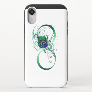 Infinity Symbol with Peacock Feather iPhone XR Slider Case