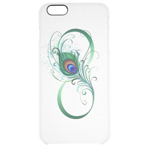 Infinity Symbol with Peacock Feather Clear iPhone 6 Plus Case