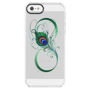 Infinity Symbol with Peacock Feather Clear iPhone SE/5/5s Case