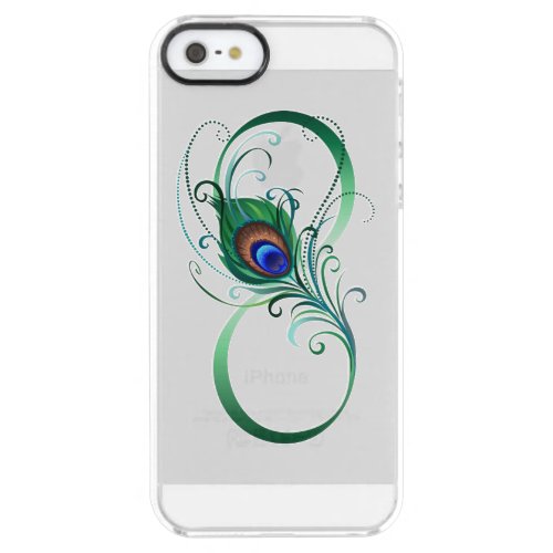 Infinity Symbol with Peacock Feather Clear iPhone SE55s Case