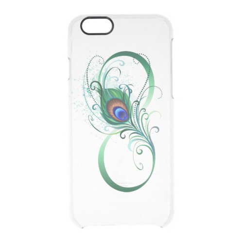 Infinity Symbol with Peacock Feather Clear iPhone 66S Case