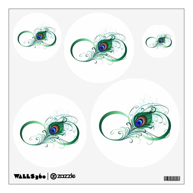 Infinity Symbol with Peacock Feather Wall Decal (Front)