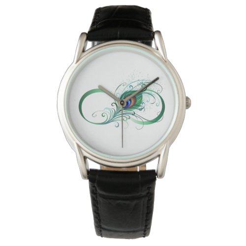 Infinity Symbol with Peacock Feather Watch
