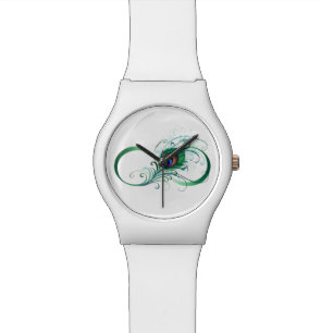 Infinity Symbol with Peacock Feather Watch