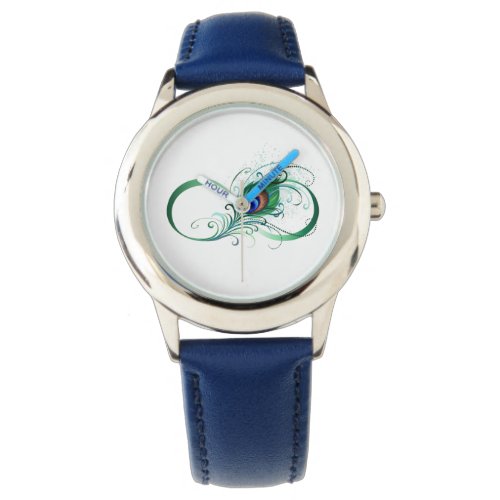 Infinity Symbol with Peacock Feather Watch