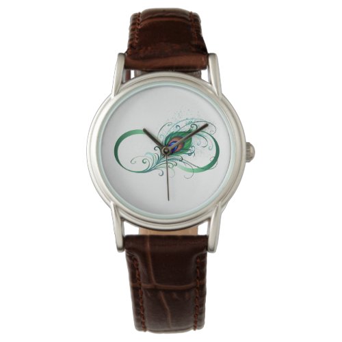 Infinity Symbol with Peacock Feather Watch