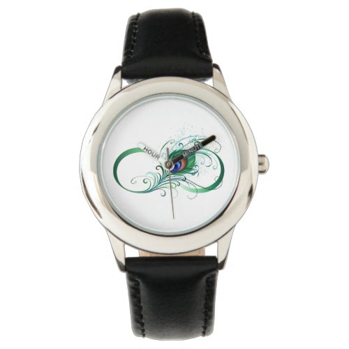 Infinity Symbol with Peacock Feather Watch