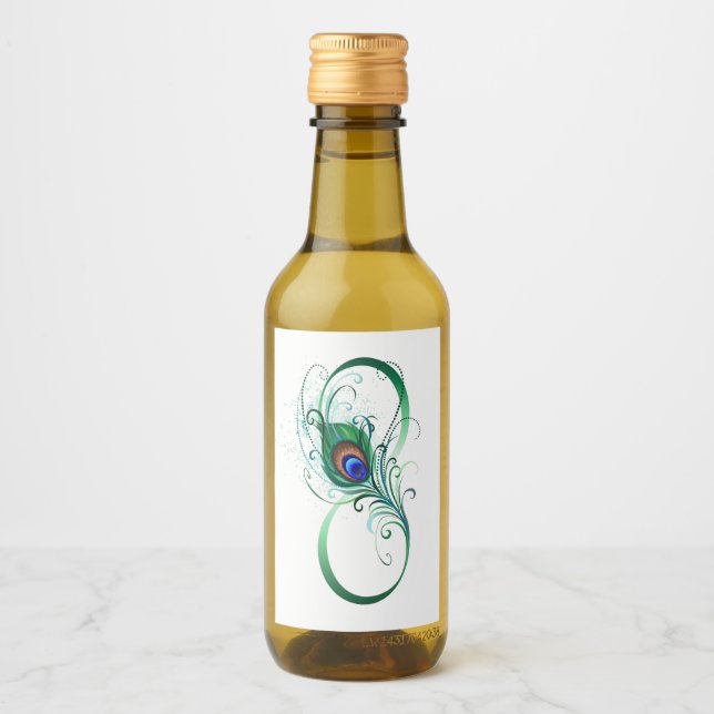 Infinity Symbol with Peacock Feather Wine Label (Front)