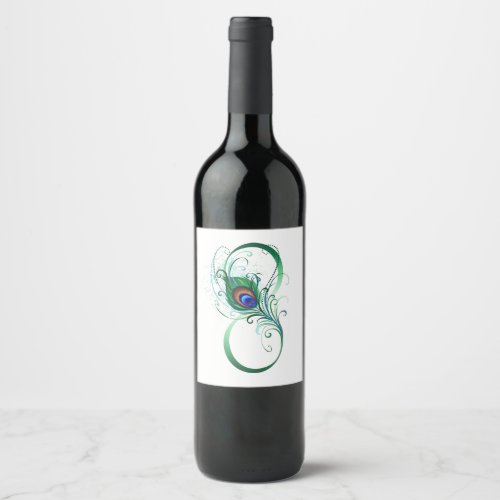 Infinity Symbol with Peacock Feather Wine Label