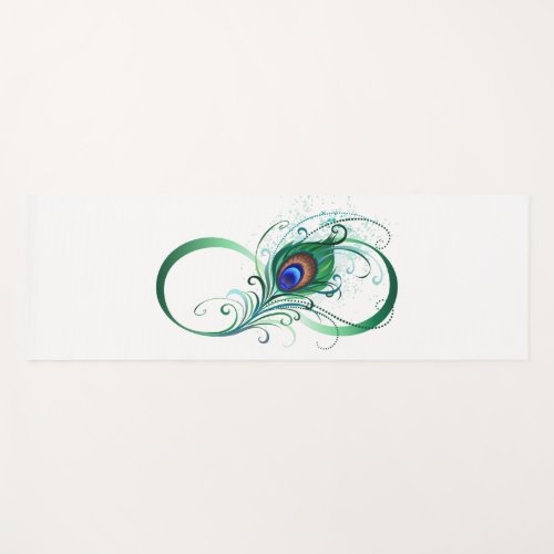 Infinity Symbol with Peacock Feather Yoga Mat