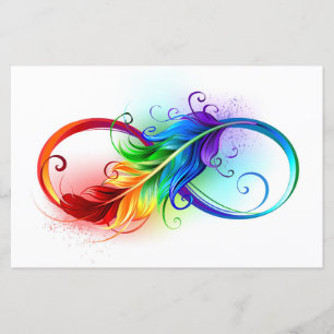 Infinity Symbol with Rainbow Feather