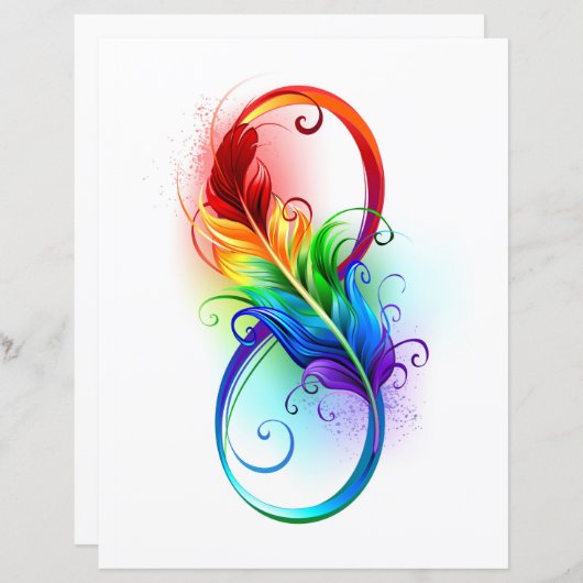Infinity Symbol with Rainbow Feather (Front/Back)