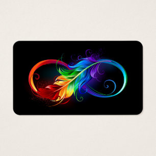 Infinity Symbol with Rainbow Feather