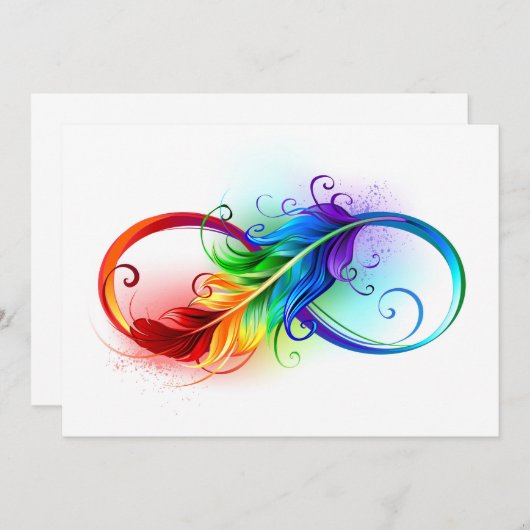 Infinity Symbol with Rainbow Feather (Front/Back)