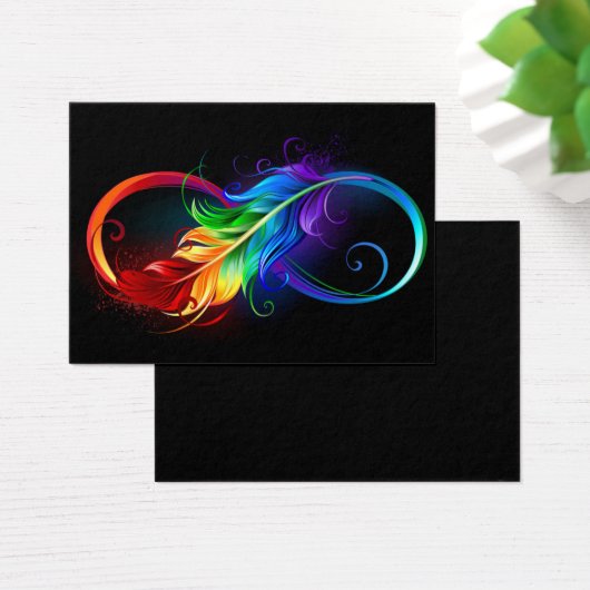 Infinity Symbol with Rainbow Feather (Desk)