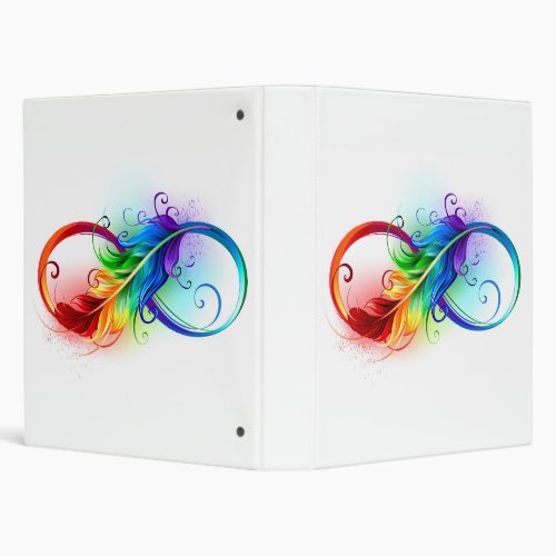 Infinity Symbol with Rainbow Feather 3 Ring Binder