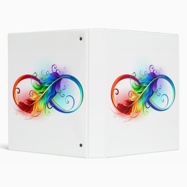 Infinity Symbol with Rainbow Feather 3 Ring Binder (Background)