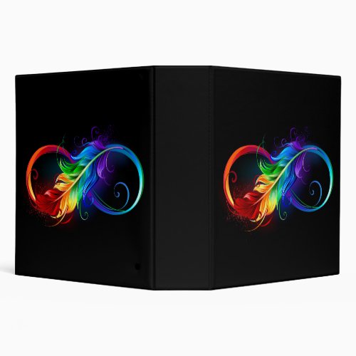 Infinity Symbol with Rainbow Feather 3 Ring Binder