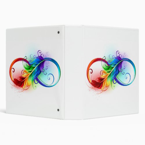 Infinity Symbol with Rainbow Feather 3 Ring Binder