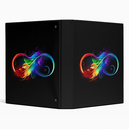 Infinity Symbol with Rainbow Feather 3 Ring Binder