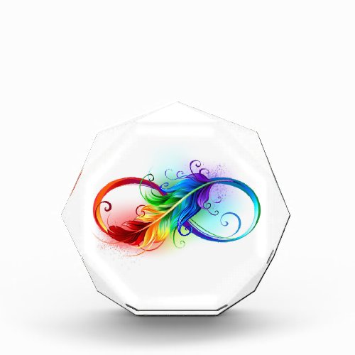 Infinity Symbol with Rainbow Feather Acrylic Award