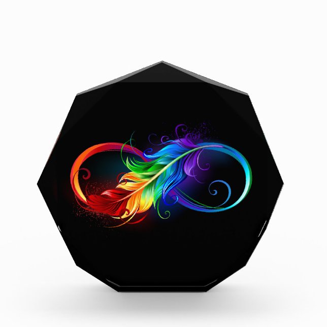 Infinity Symbol with Rainbow Feather Acrylic Award (Front)