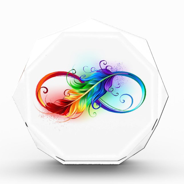 Infinity Symbol with Rainbow Feather Acrylic Award (Front)