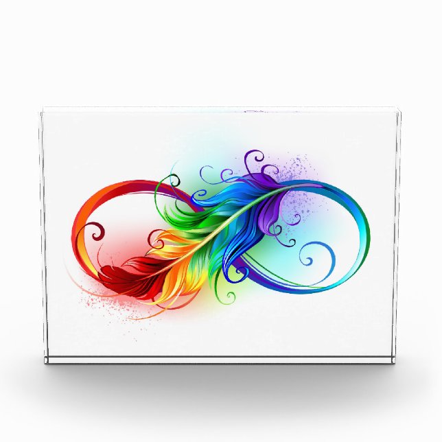 Infinity Symbol with Rainbow Feather Acrylic Award (Front)