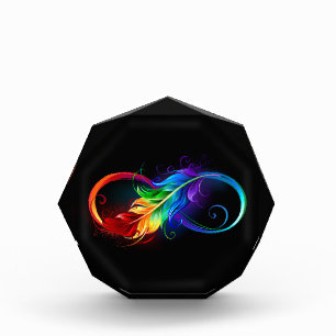 Infinity Symbol with Rainbow Feather Acrylic Award