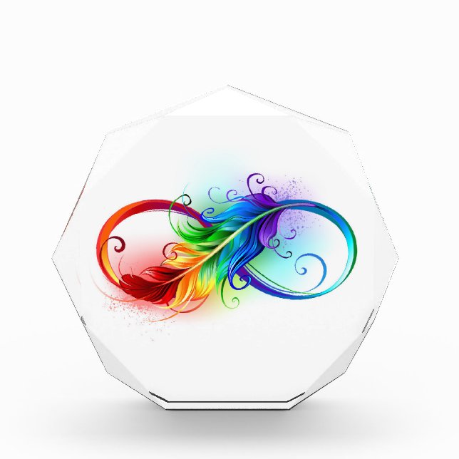 Infinity Symbol with Rainbow Feather Acrylic Award (Front)