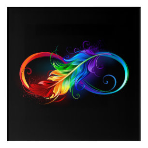 Infinity Symbol with Rainbow Feather Acrylic Print