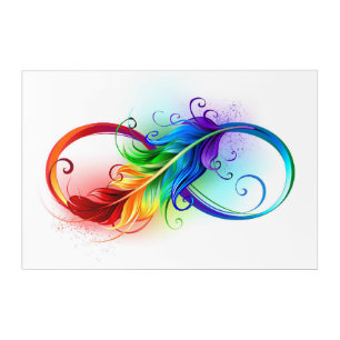Infinity Symbol with Rainbow Feather Acrylic Print