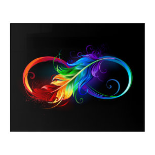 Infinity Symbol with Rainbow Feather Acrylic Print