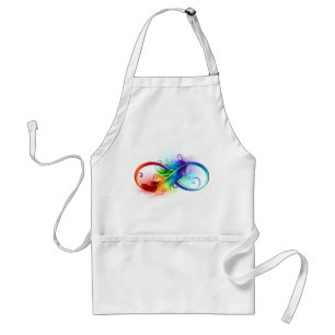 Infinity Symbol with Rainbow Feather Adult Apron