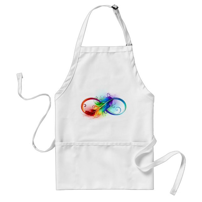 Infinity Symbol with Rainbow Feather Adult Apron (Front)