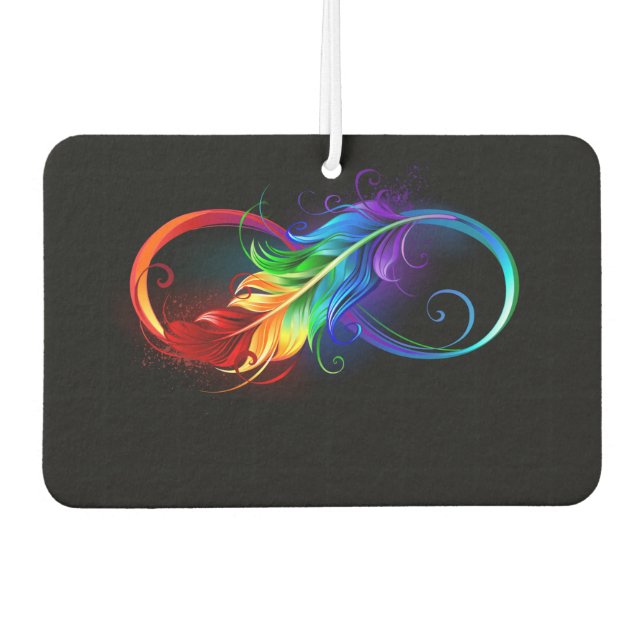 Infinity Symbol with Rainbow Feather Air Freshener (Front)