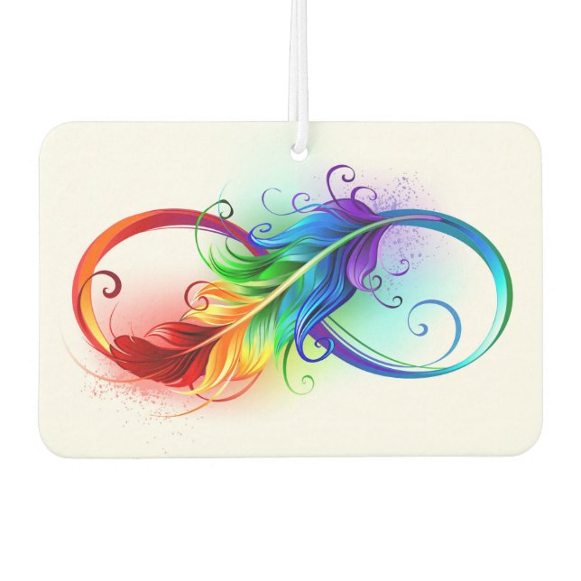 Infinity Symbol with Rainbow Feather Air Freshener (Front)